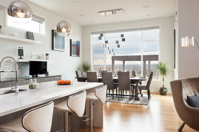 Large trendy dining room photo in Calgary