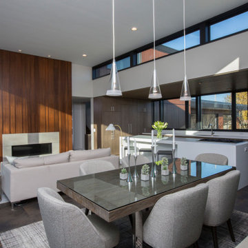 mHouse Innovative Modern Home Open Concept Dining Room, Living Room and Kitchen