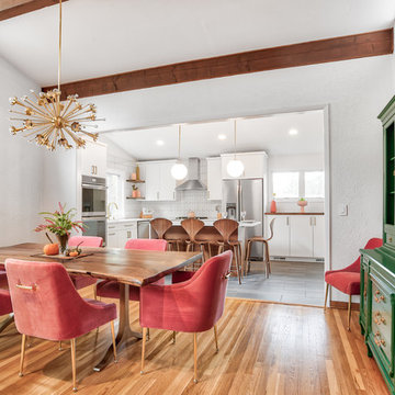 Mid-Century Modern Open Dining Room and Kitchen