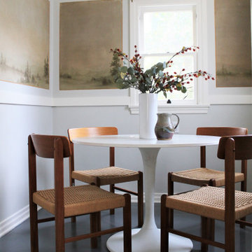 Mid Mod Style Breakfast Nook in LA Home with Original Painted Mural