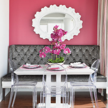 Modern & Glamorous Condo with Grey, Cream, Taupe, and Punches of Pink & Crystal