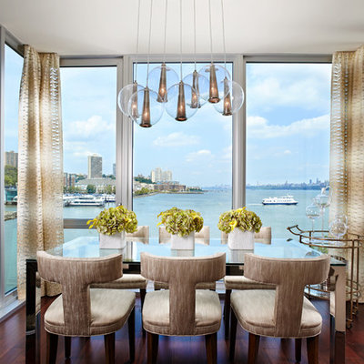 Inspiration for a contemporary dark wood floor dining room remodel in New York