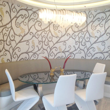 Modern dining room with custom mosaic wallpaper design