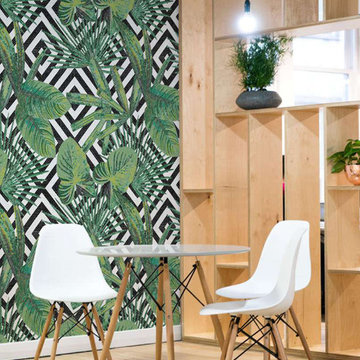 Modern dining room with plant theme mosaic design