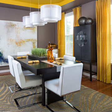 Modern Dining Room with pop of color