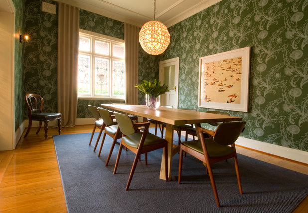 Transitional Dining Room by Brett Mickan Interior Design