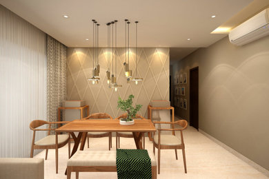 Example of a trendy dining room design in Mumbai