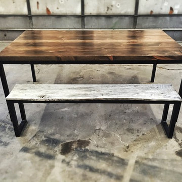 Modern Rustic Reclaimed Wood and Steel Dining Table