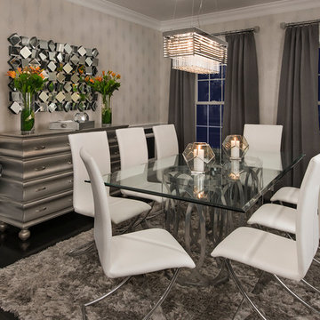 Modern Silver, White and Black Dining Room
