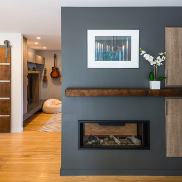 Modern Two Sided Fireplace - An Aptos Modern Ranch Remodel