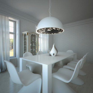 Modern White Enclosed Dining Room