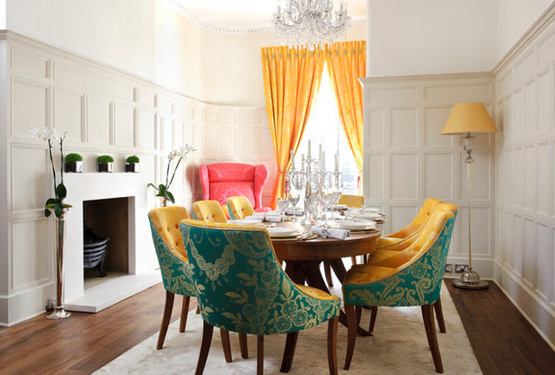 Transitional Dining Room by Rebecca James Studio