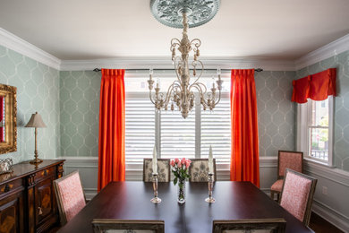 Inspiration for a large transitional enclosed dining room remodel in Richmond with blue walls