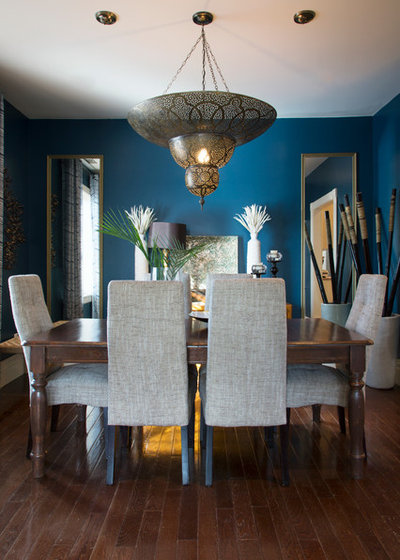 Transitional Dining Room by Margot Hartford Photography