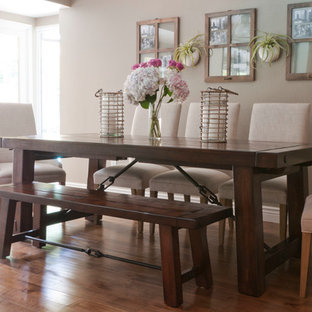 Dining room - transitional dining room idea in Dallas with beige walls