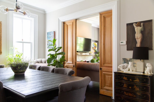 Transitional Dining Room by Rachel Loewen Photography