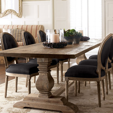 Natural Dining Table & Black Linen Chairs