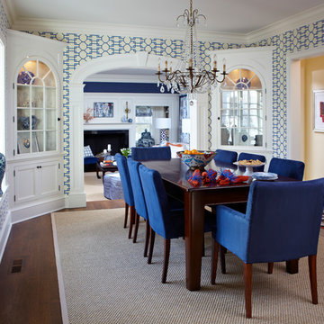 Navy and Patterns: Dining and Living Room
