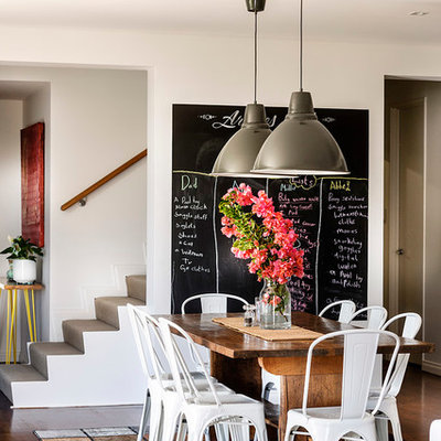 Great room - contemporary dark wood floor great room idea in Perth with white walls