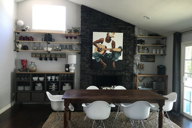 1960s dark wood floor dining room photo in Orange County