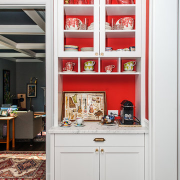 NW Washington, DC Shabby-Chic Style Kitchen & Cathedral-Ceiling Family Room