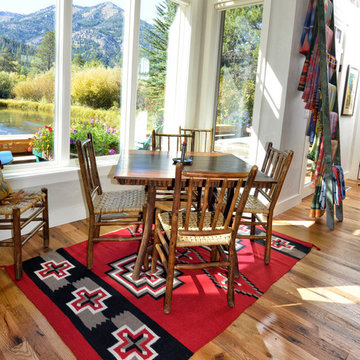 Oak floor and weathered timbers-- Home in Jackson, Wyoming