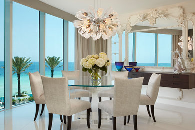 Beach style dining room photo