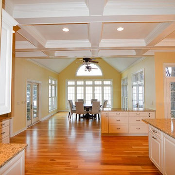 Open kitchen floor plan leading to dining room