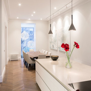 Open Space Dining room and Kithen in 5 storey townhouse, Maida Vale Conservation