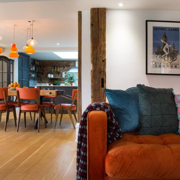 Orange & Teal Open Plan Living Dining Room - Tenterden Oast