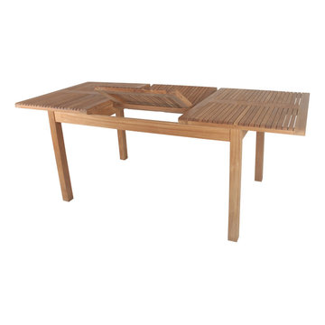 Oregon Rustic Handcrafted Teak Wood Extension Dining Table