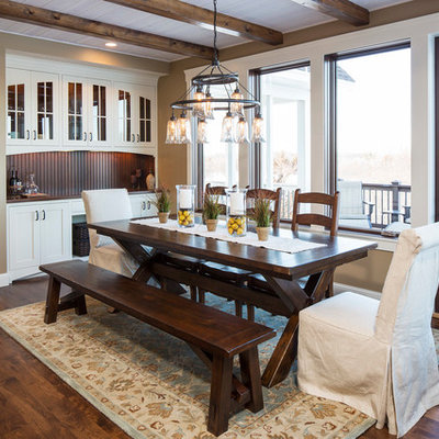 Dining room - traditional dark wood floor dining room idea in Minneapolis with brown walls