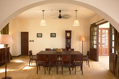 Example of a dining room design in San Francisco with beige walls