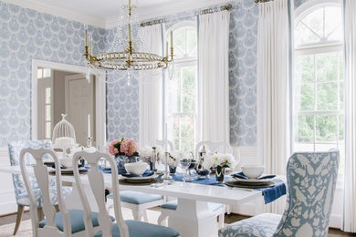 Inspiration for a timeless enclosed dining room remodel in DC Metro with blue walls