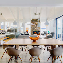Pendant lights over dining