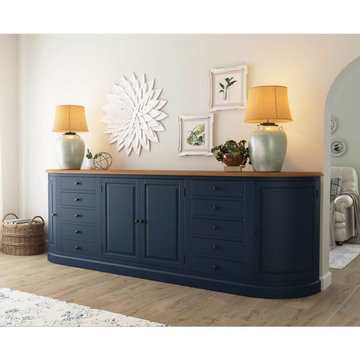 Peshtigo Two Tone Solid Wood 10 Drawer Extra Long Sideboard