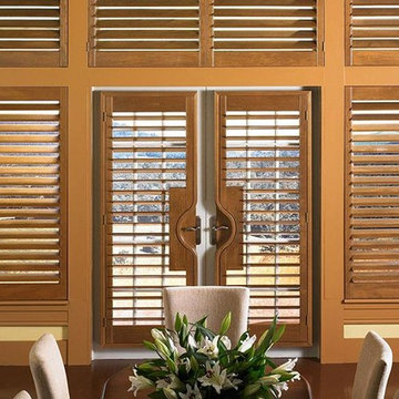 PLANTATION SHUTTERS - FRENCH DOOR WINDOW SHUTTERS - Lafayette Woodland Harvest