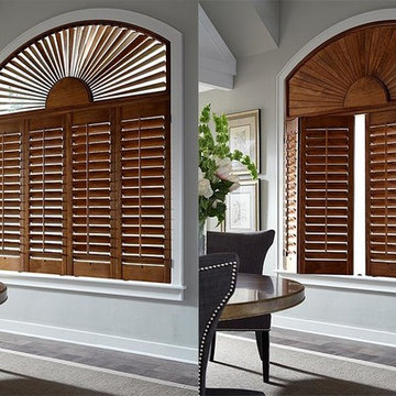 PLANTATION SHUTTERS - WOOD ARCH WINDOW SHUTTERS - Lafayette Woodland Harvest