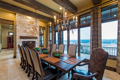 Mountain style dining room photo in Austin