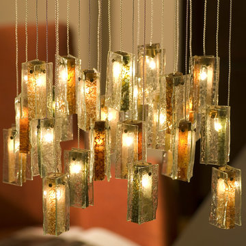 Rain drops custom modern chandelier by Galilee Lighting