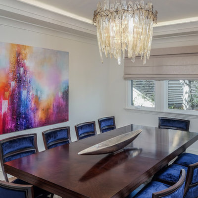 Inspiration for a mediterranean light wood floor dining room remodel in San Francisco with white walls and no fireplace