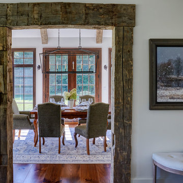 Reclaimed Barn Beams used for Lintel and Post to Dining Room Entry