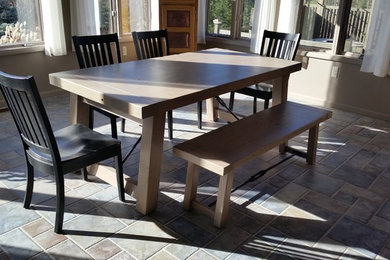 Reclaimed Elm Trestle Table and Bench