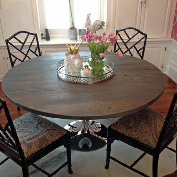 Reclaimed oak plank dining table