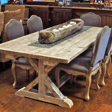 Reclaimed Wood Garden Trestle Table with Extensions. Many Sizes.
