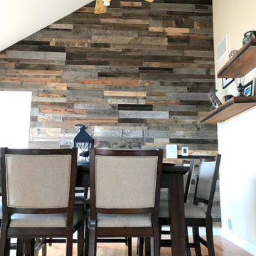 Recycled pallet and reclaimed wood paneling