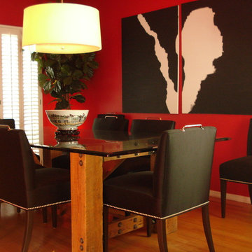 Red Dining Room with Wine Closet