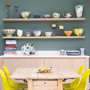Medium sized scandinavian dining room in Other with grey walls and no fireplace.