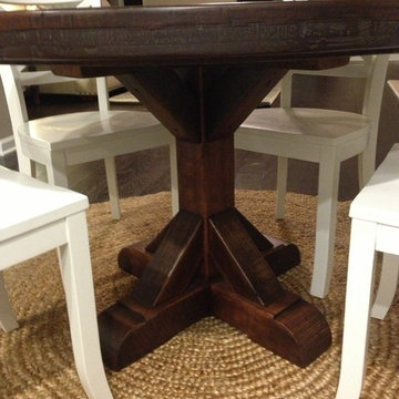 Round Rustic Pedestal Table- Dark Finish
