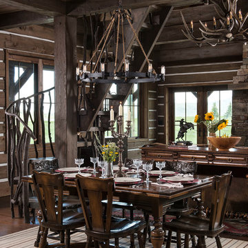 Rustic Colorado Timber Frame Home - The Steamboat Springs Residence Dining Room